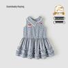 GOWINBABY Girls' Plaid Polka Dot Doll Collar Dress