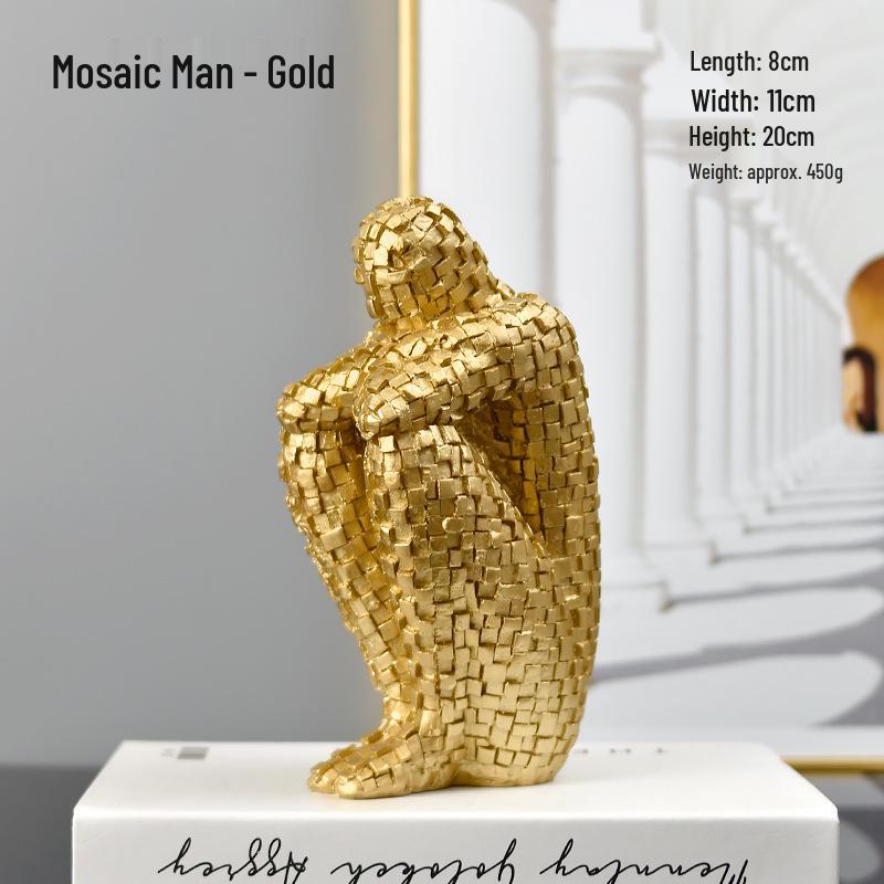 New Chinese Style Mosaic Figure Resin Sculpture for Living Room Decor