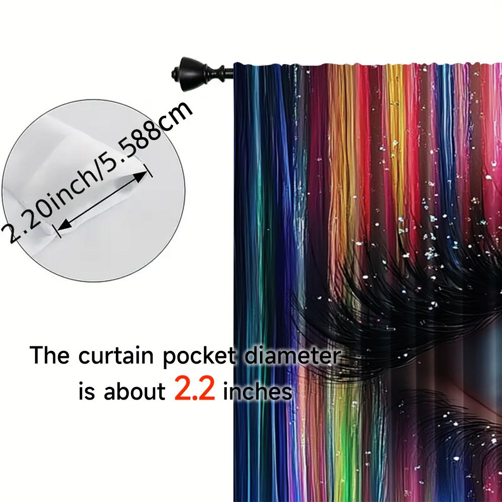 2pcs   Spring Summer Curtains Modern Color Eyelids and Eyelashes Semi-Sheer Curtains Durable 100% Polyester Fabric Home Decor for
