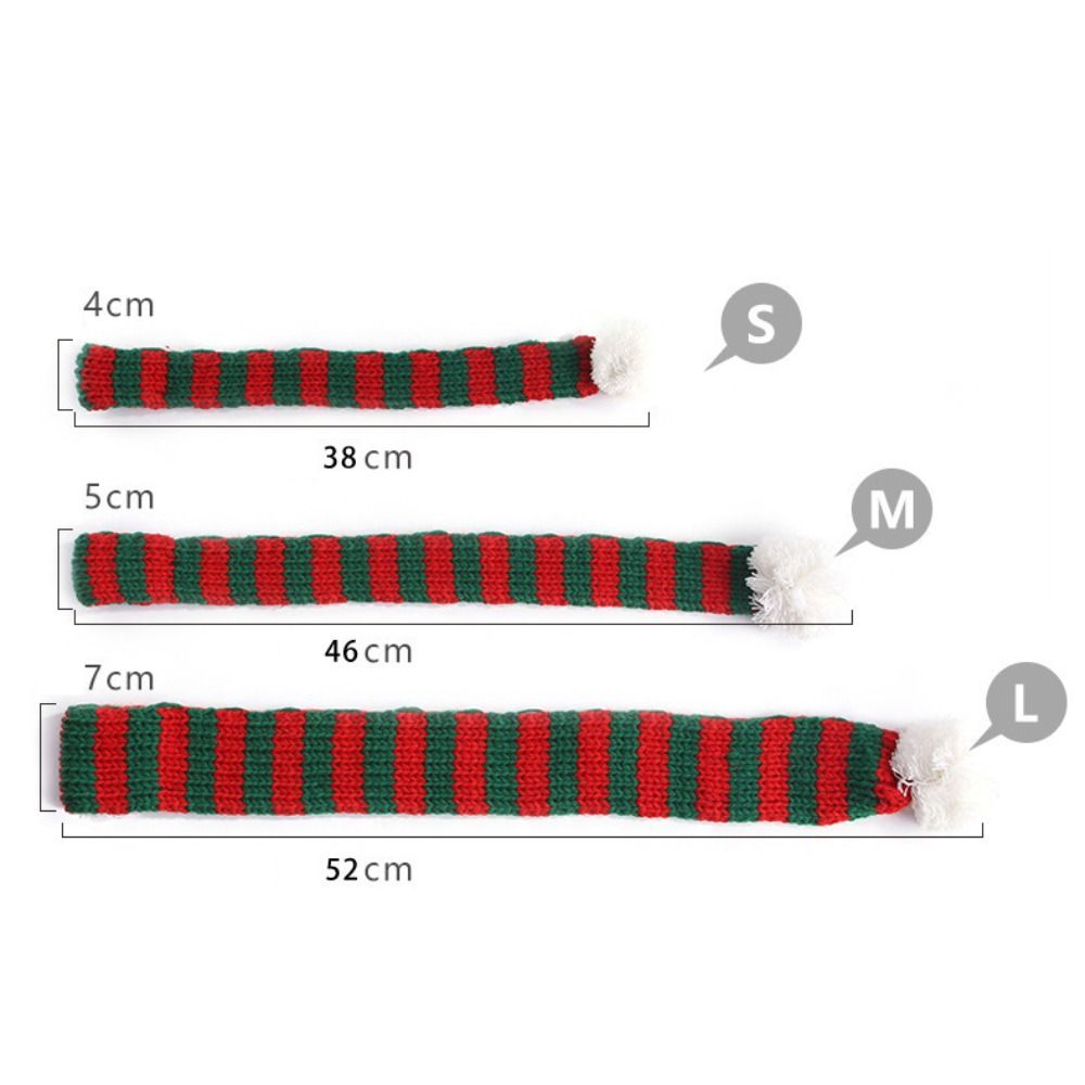 Knitted Knitted Dog Scarf Pompom Ball Dog Santa Scarves Cute Striped Pet Scarf Cats