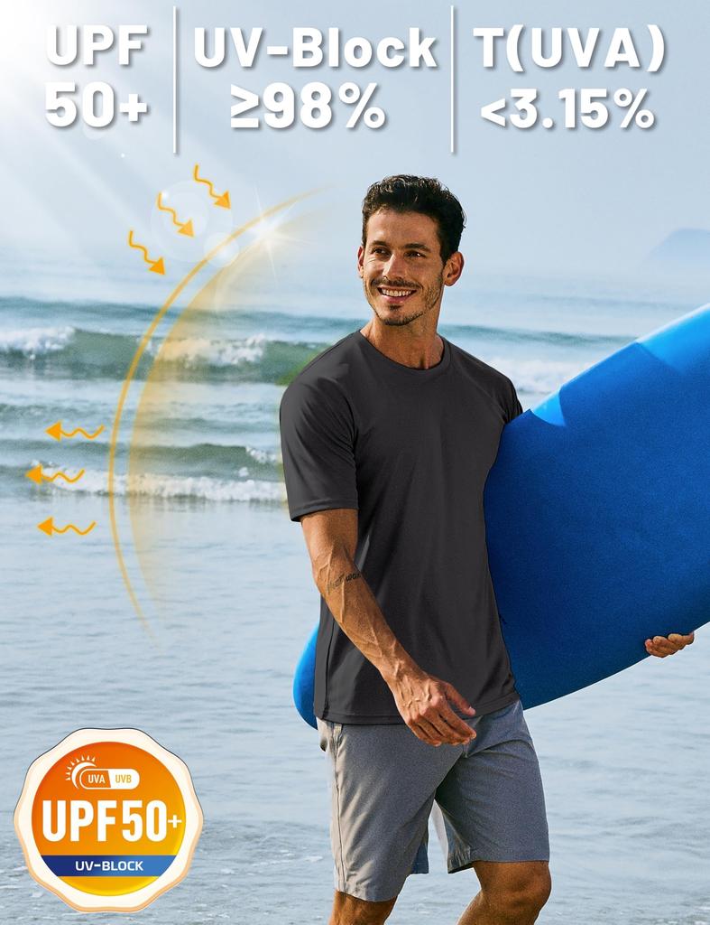 [TACVASEN] Men's Short-Sleeve T-Shirt, Training Wear, Tennis Shirt, Sports Shirt, Quick-Drying, Casual Wear, UV Protection, Half-Sleeve Top, Fitness,