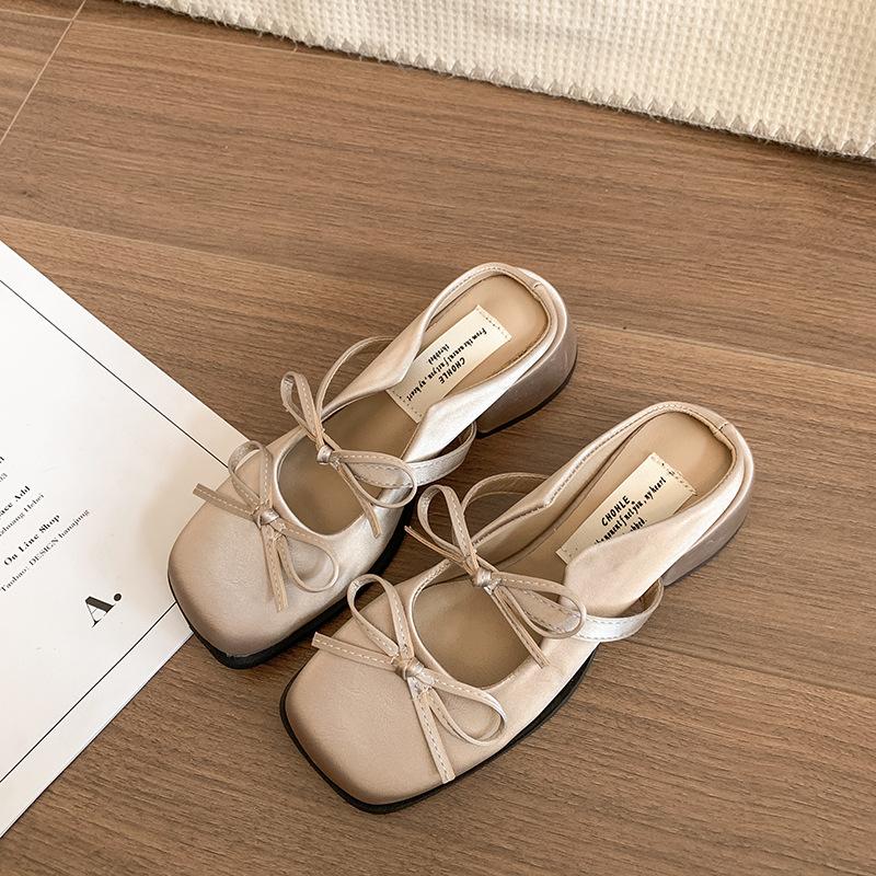 Fashion Slippers Casual Cover Toe Women's Shoes With Platform Pantofle Slides Luxury 2025 Square Mary Janes Square Toe Slippers Casual F