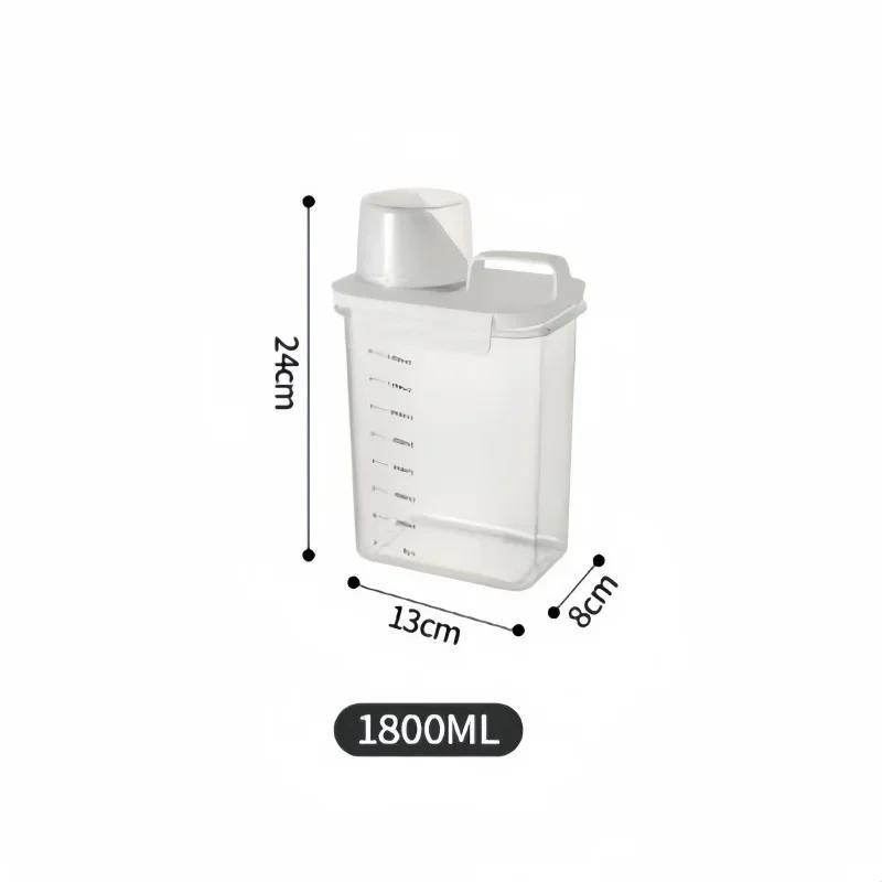 

1800/2300mL Plastic Graduated Storage Jars for Sealed Miscellaneous Grains and Laundry Detergent for Household Storage Container