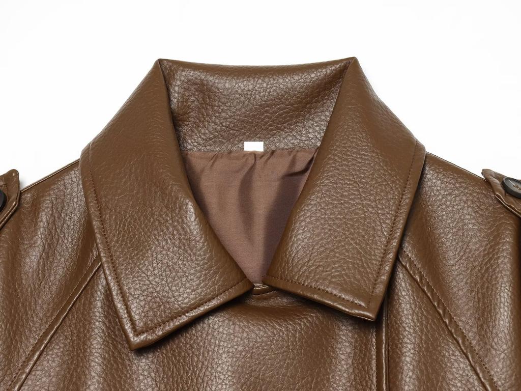 Stile europeo e americano, nuovi abiti da donna, alla moda, casual, trench corto in ecopelle 5854/865/702