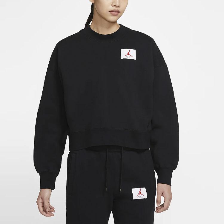 Jordan Flight Short Logo Crew Neck Sweatshirt Women Sweatshirt Black CV7786-010