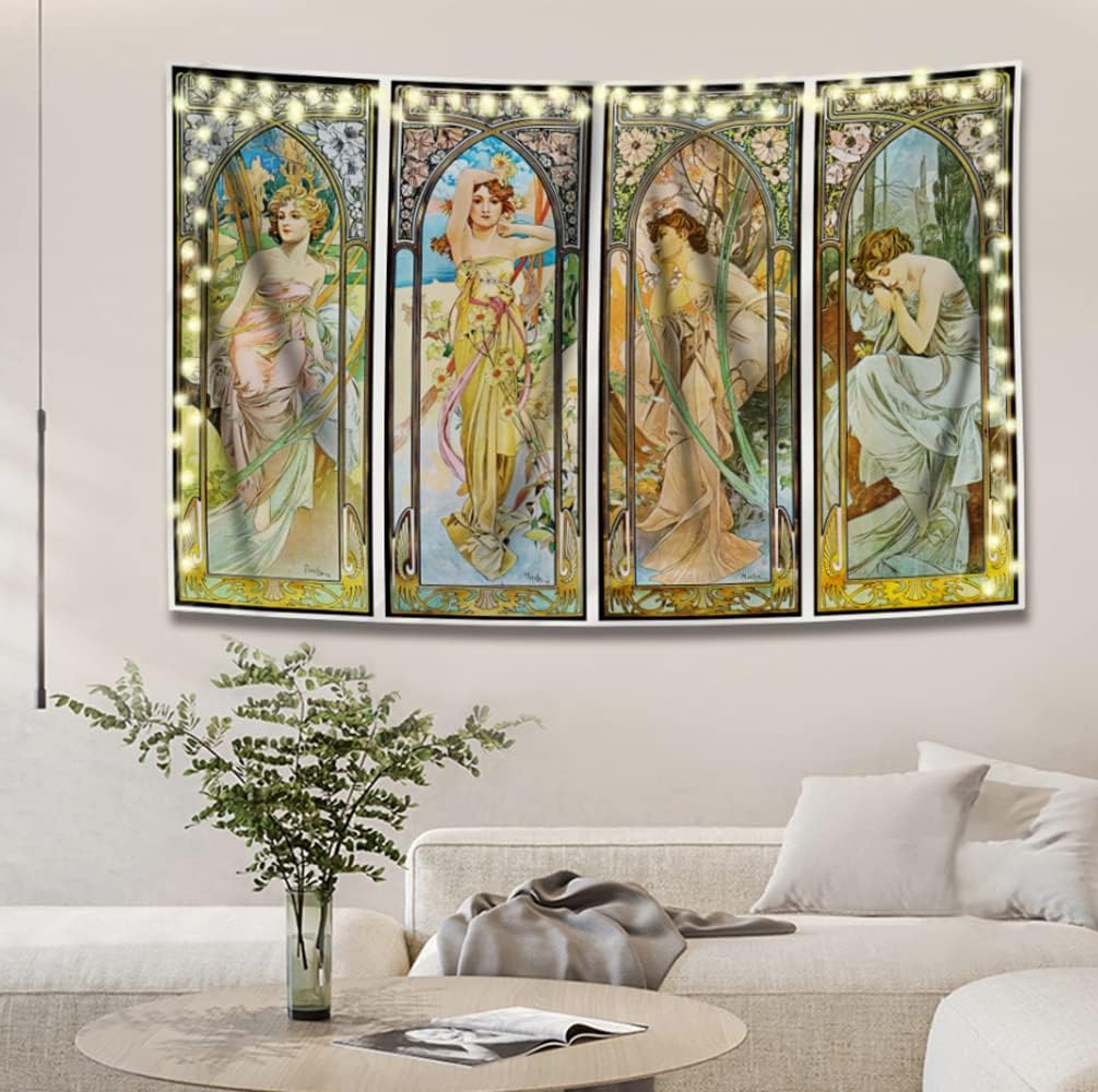 Tapestry Wall Hanging Art Home Decor The Kiss by Gustav Klimt Art Print Painting for Living Room Bedroom Bathroom Dorm