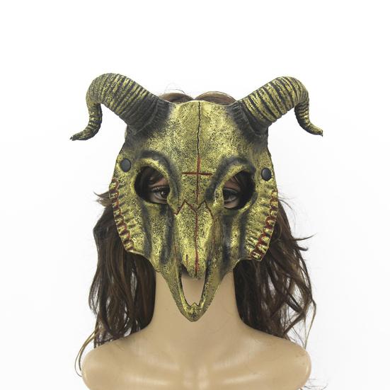 Cosplay Goat Skull Face Guard Ultralight Breathable Realistic Looking Halloween Decor Masquerade Party Prop