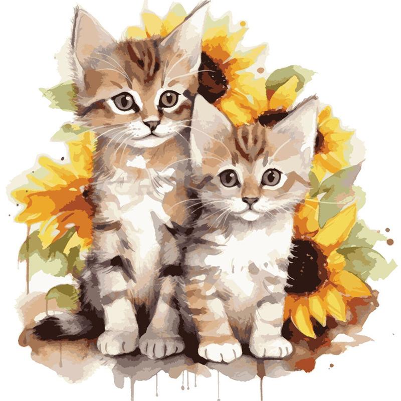 

C191#Цветок и кошка Наклейка на стену Детская комната Фон Домашнее украшение Фреска Гостиная Обои C-29x30cm-PET