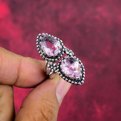 Pink Kunzite Gemstone Jewelry, 925 Solid Sterling Silver Handmade Ring, Latest Design Jewelry