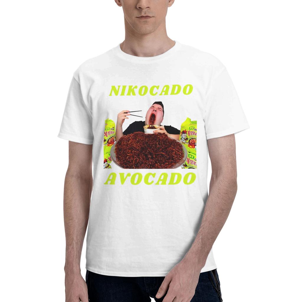 Nikocado Avocado Tees The Spiciest Noodles Fashion Short Sleeve Crewneck Cotton Summer Men's Clothing T-Shirt