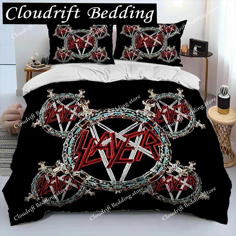 Slayer Heavy Metal Band Musik Bettdecke Bettwäsche-Set, Bettbezug Bett-Set Steppdeckenbezug Kissenbezug, King Queen Size Bettwäsche-Set Geschenk0