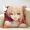 Yoimiya Genshin Impact Cushion Cover Natural Linen Organic Fabric DoubleSided Printing Room Sofa Decor Pillow Case