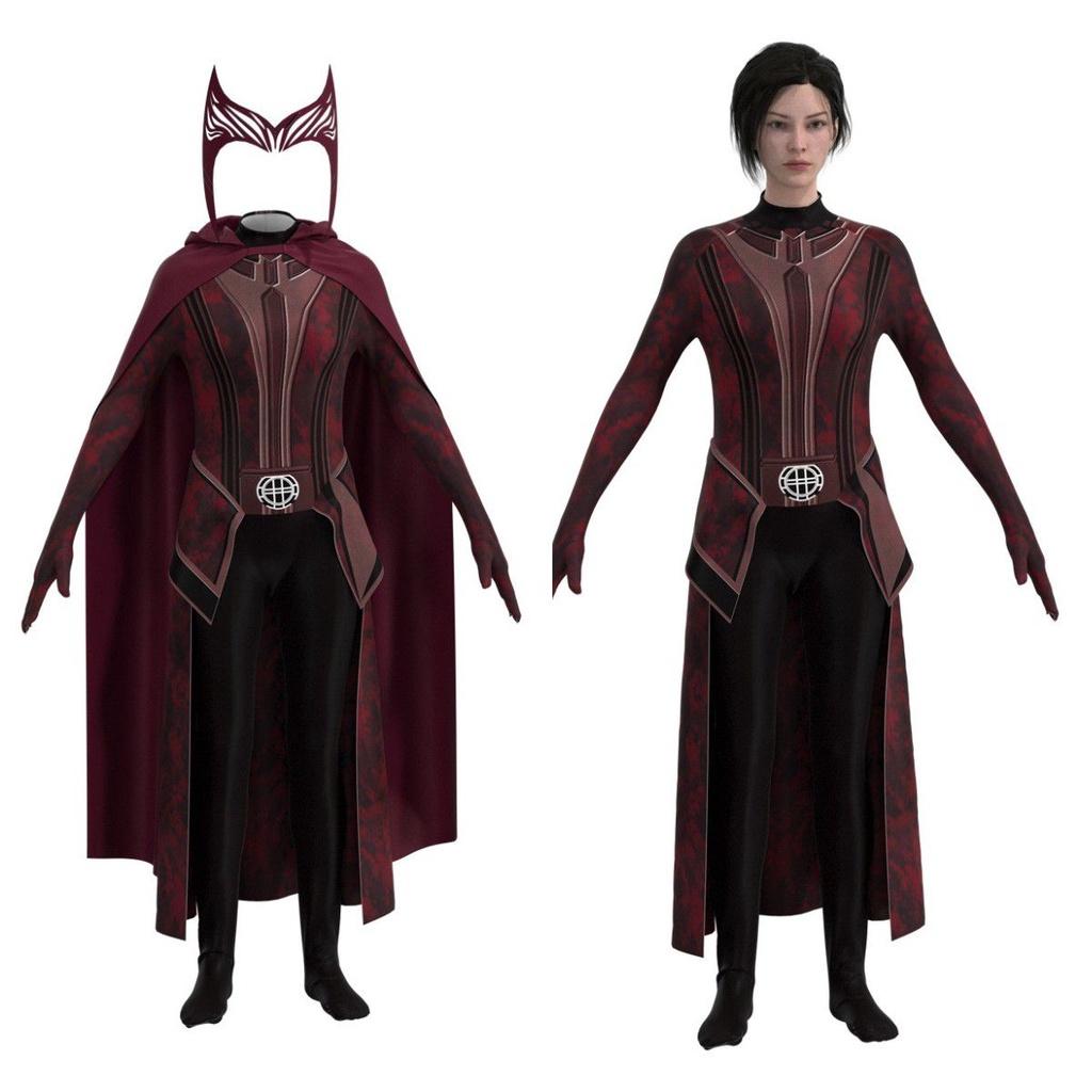 Marvelous Scarlett Witch Role Play Costume For Adult Children Jumpsuit Headdress And Cloak Included