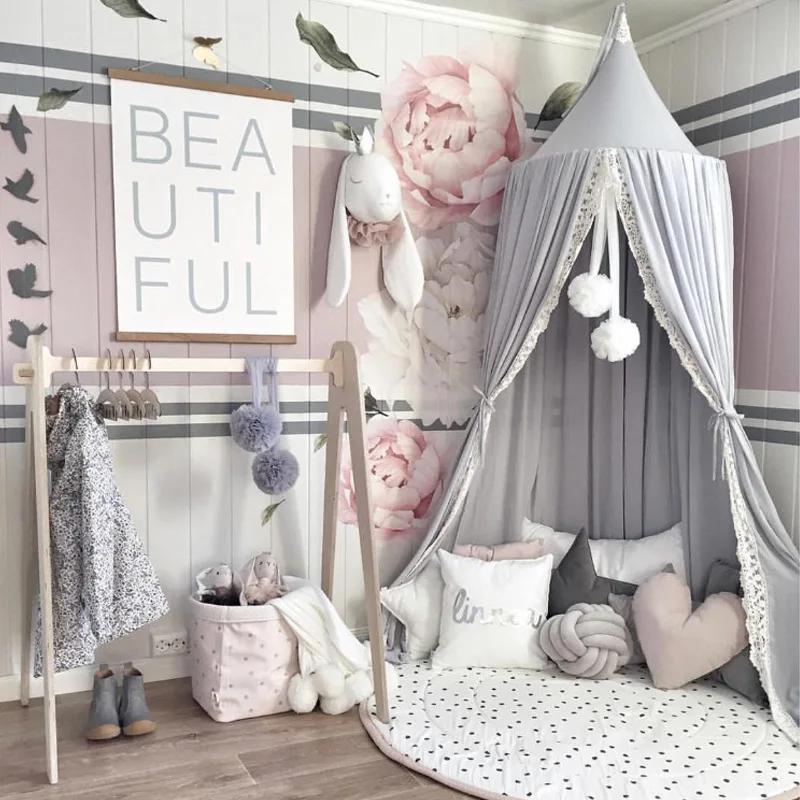 Ins Baby Room Decor Mosquito Net Kid Bed Curtain Canopy Round Crib Netting Tent  240cm Bedroom Girl Canopy Cot