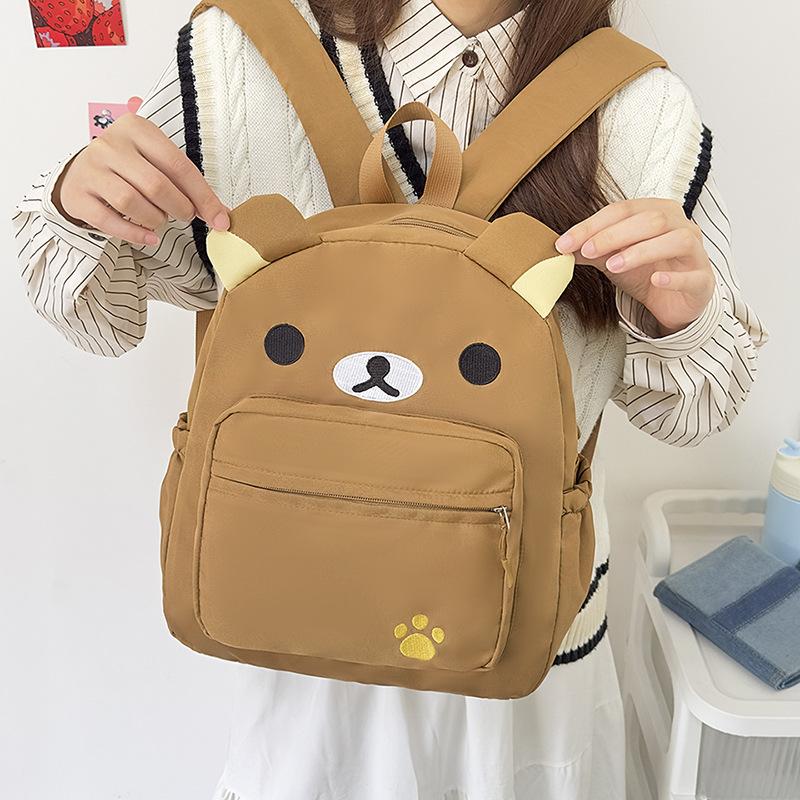 Schoolbag Japanese Cute Canvas Brown Milky White Large Capacity Bear Versatile Student Soft Girl Backpack Cartoon Schoolbag Backpack