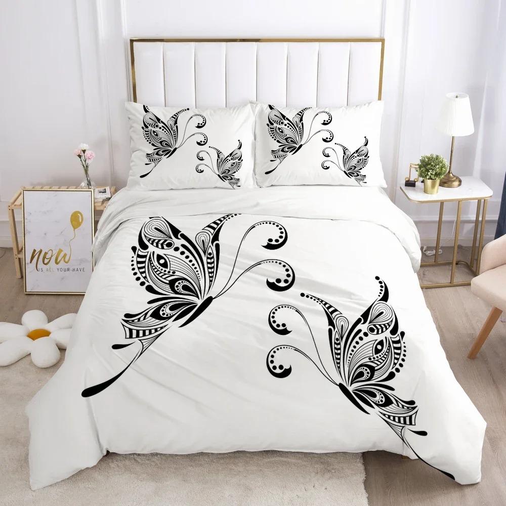 

Warm Stylish 3D Printed Classic Sets Flower Butterfly Covers Pillowcases King Queen Full Twin Double Quilt Comforter (quilt)-EU Single(135*200cm)3pcs