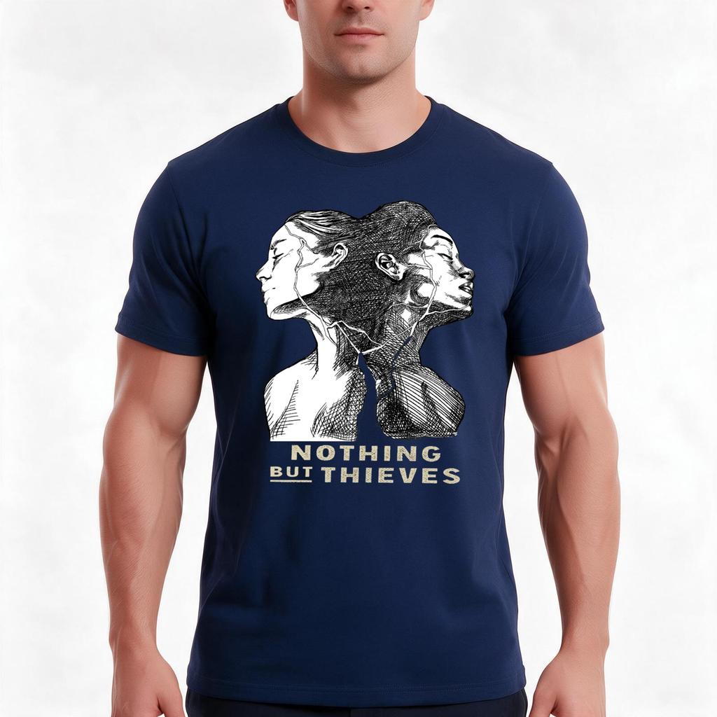 Nothing But Thieves T-Shirt Sommer Lässig Baumwolle T-Shirt Oversized Streetwear Oberteile Vintage Grafikdruck Locker Geschnitten Kurzarm