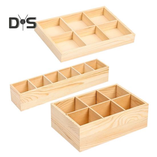 Aufbewahrungskoffer für Pinsel, glatte Kanten, gratfrei, großes Fassungsvermögen, mehrere Fächer, rechteckige Aufbewahrungsbox aus Holz