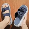 2024 New Summer Men's Soft Soles Slippers Suede Leather Slippers Man Indoor and Outdoor Two Buckle Beach Slides Footwear for Men