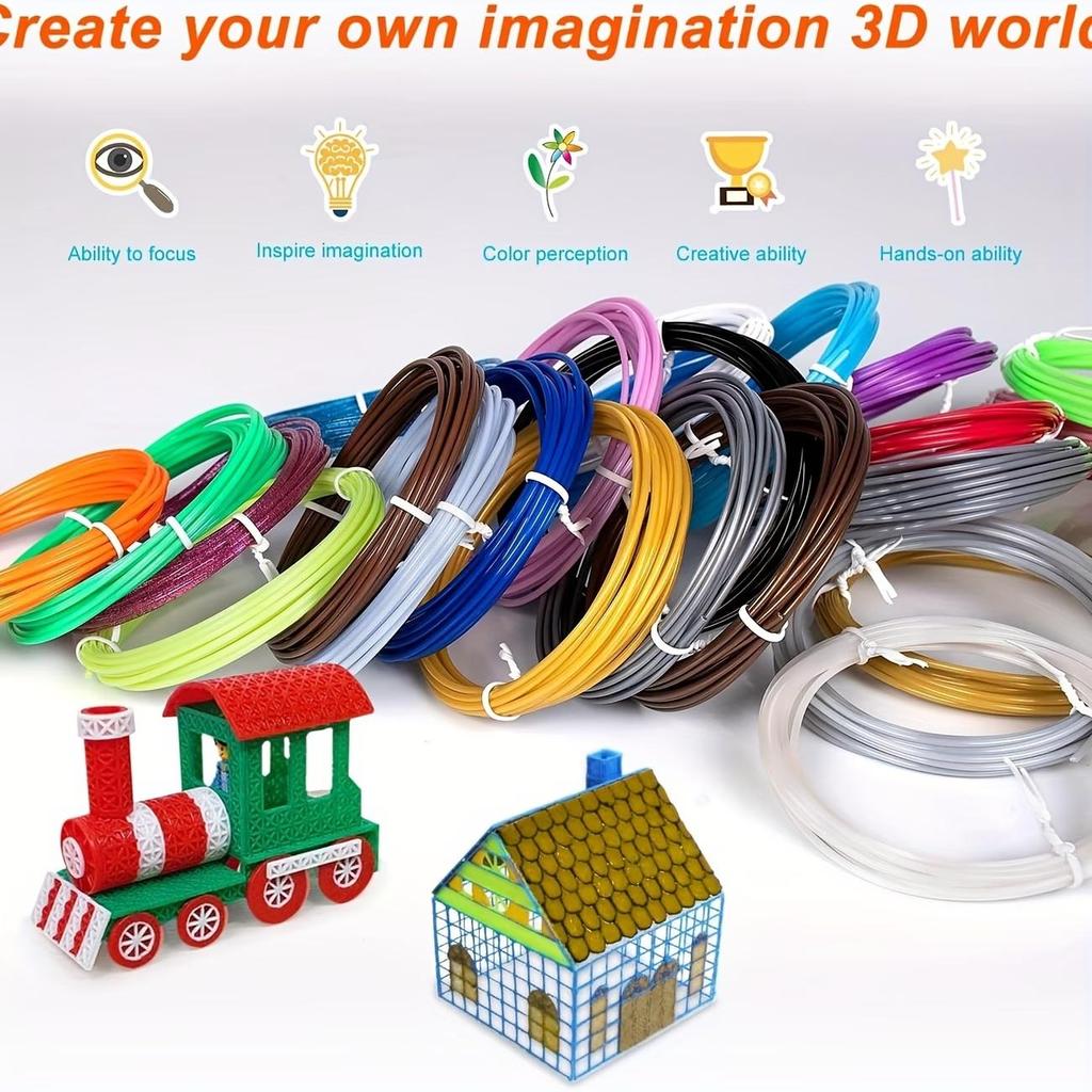 5M 1,75mm 3D-Druckstift-Filament-Minen PLA/ABS/PCL-Kunststoff-Doodle-Zubehör (10/20 Farben)