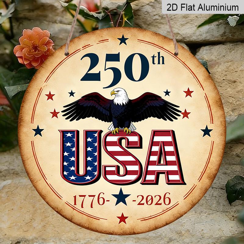 

2D Flat1pc Aluminum Independence Day-Themed Wall Decor 7.87 inches x 7.87 inches Celebrating the 250th Anniversary Patriotic Decor Suitable for 1pc