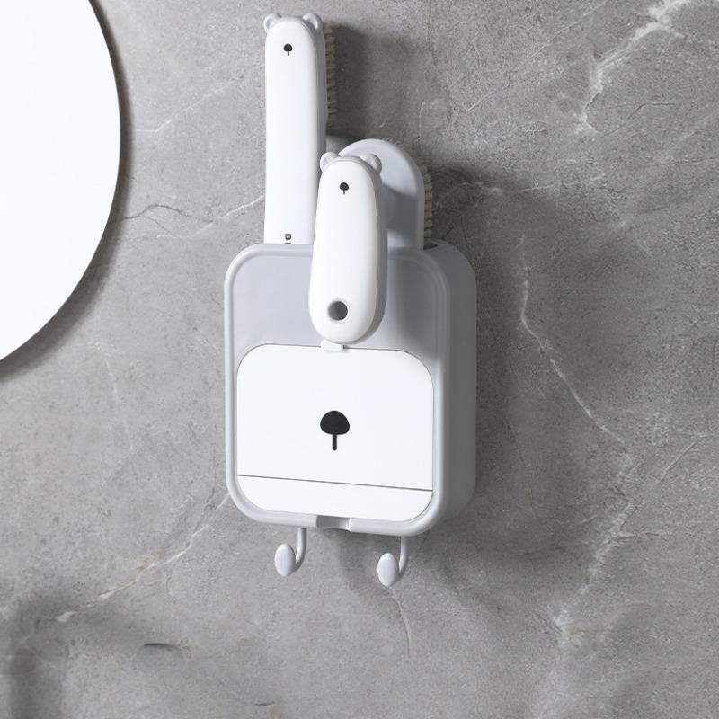 

Мыльница Неперфорированная Мыльница Настенная Сливной Стойка для Мыла Присоска Стойка для Хранения With 2 brushes серый