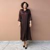 Women’s Silk Dress Summer Lapel Plus-size Dress Solid Color Soft Skin-friendly Breathable Silk Long Dress