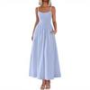 Damen Dünner Schultergurt Plissee Weste Trägerkleid mit Tasche