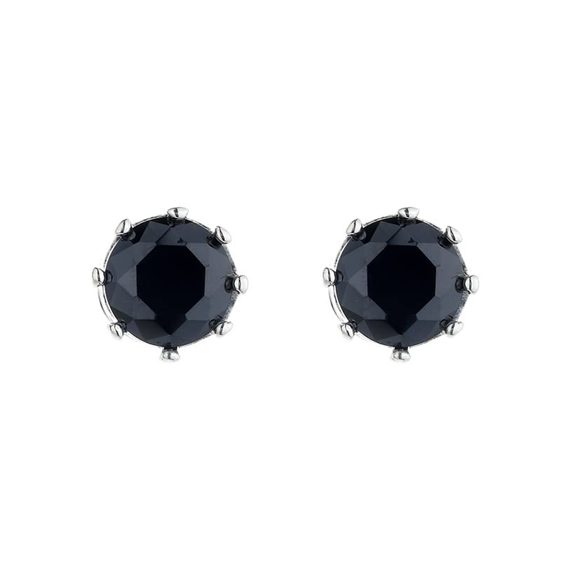 

Rockyu earrings ladies black black zirconia silver 925 pure silver stud earrings antique style crown setting Elegant accessories gift