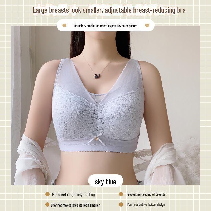

Поддерживающий бюстгальтер с полной чашкой и подъемом: Большой бюст для похудения, против обвисания, ультратонкий дизайн для женщин 36/80B (Independent Cup) небесно-голубой
