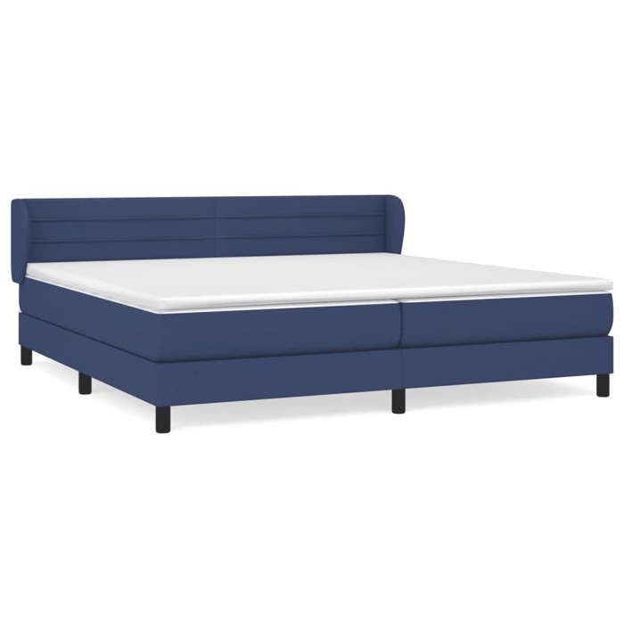 3126355 vidaXL Lit à sommier tapissier avec matelas Bleu 200x200 cm Tissu