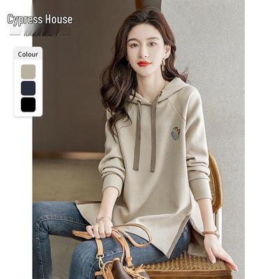 Sibaizhe Women's Hooded Slit Sweatshirt