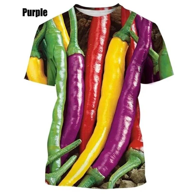 Personalized Chili Fashion 3D Printing Funny T Shirts Creative Pattern Short-sleeved Harajuku Unisex T-shirt Tops Male Female Tees