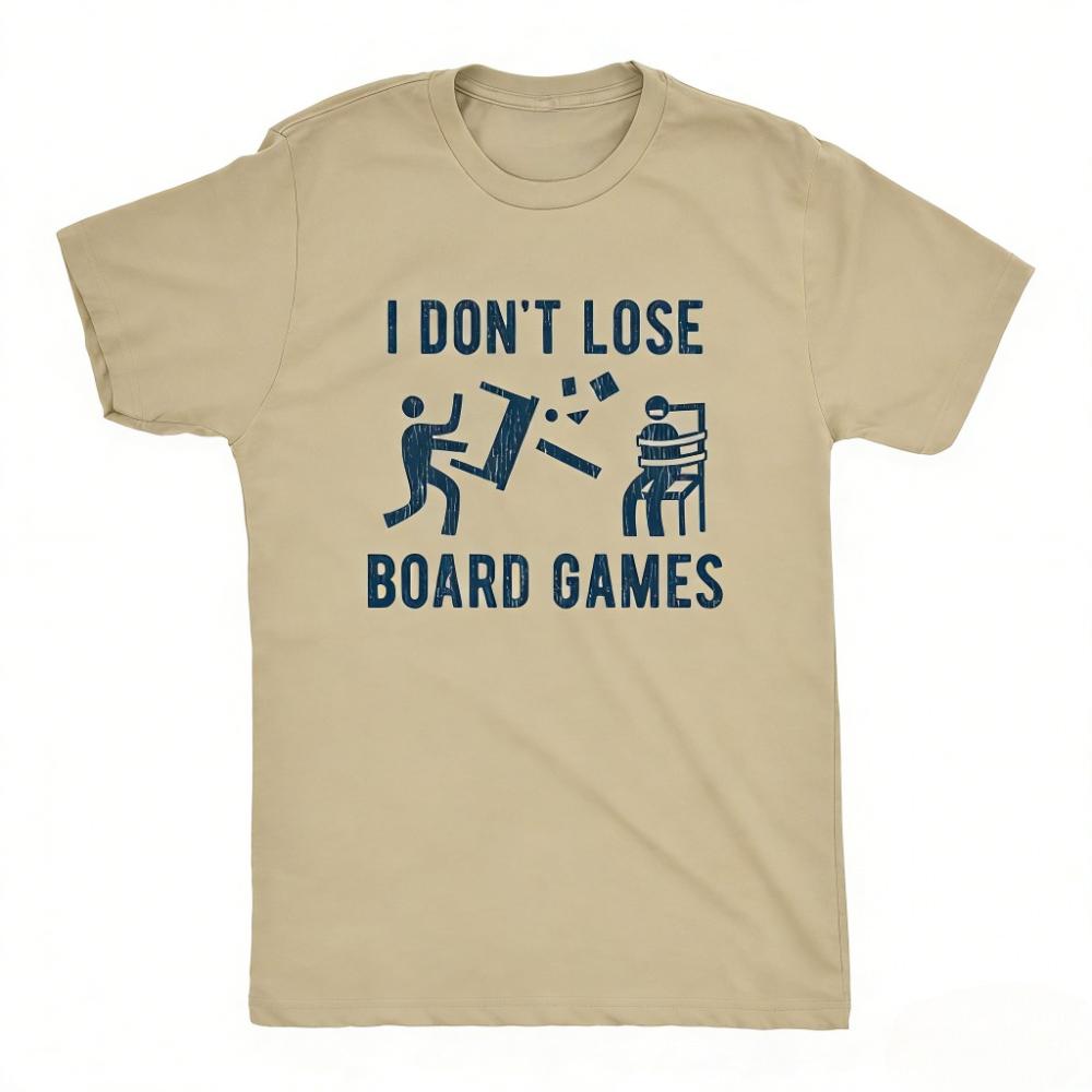 Ich verliere keine Brettspiele Lustiges T-Shirt Retro-Stil Gamer Geschenk Shirt Herren Damen Unisex Alltag Lässig Baumwolle Kurzarm