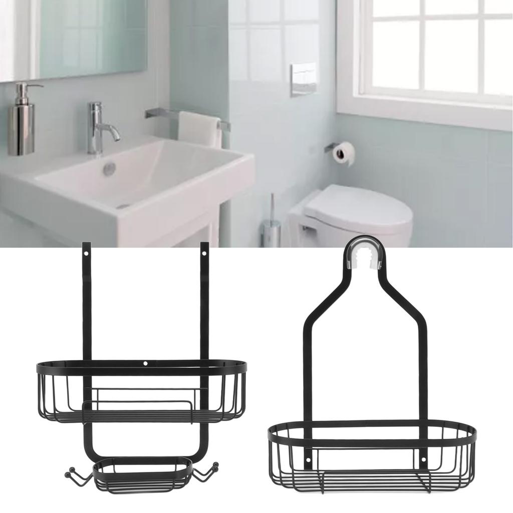 Metal Iron Wall Mounted Bathroom Basket 2 Layer Punch   Bathroom Shelves Toilet Accessories