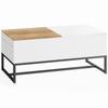 Extendable Coffee Table, Modern Living Room Table with Sliding Top, Hidden Storage, and Steel Legs, White