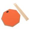 12in Silent Practice Drum Pad Set Rubber Appearance Quiet Drum Pad with 2 Pair Drumsticks for Home Orange
