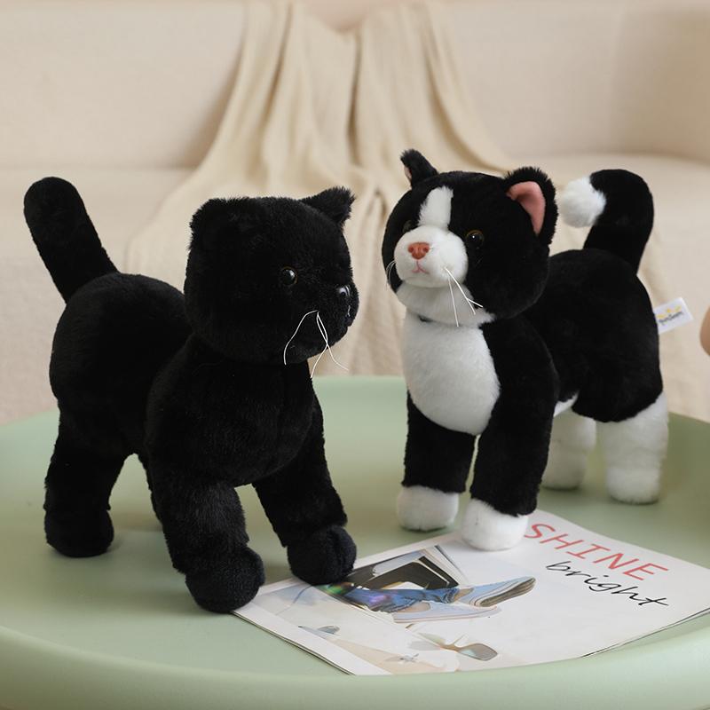 25CM Simulation Cat Doll Stuffed Animal Lifelike Pet Cat Toys Home Ornament Holiday Surprise Gift