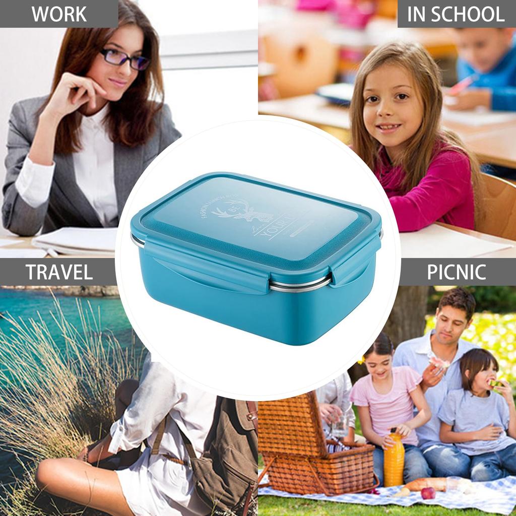 Large Capacity Bento Lunch Waterproof and Leakproof Lunch Box for Kids and with Removable Stainless Stylish and Visually Appealing Lunch Box for and