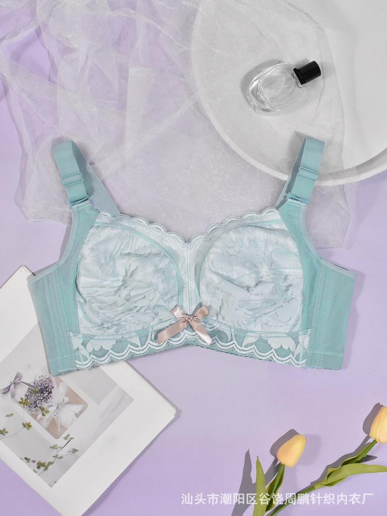Lace No-wire Push-up Bra with Adjustable Straps Slim Fit Plus-size Underwear