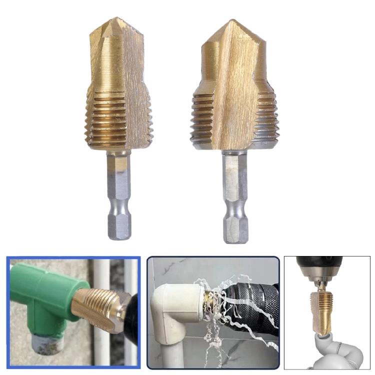 2Pcs 1/2" 3/4" Pipe Lifting Drill Bit Pipe Expansion Reamer Drill Bits with 1/4 Inch Hex Shank Water Pipe Hole Expansion
