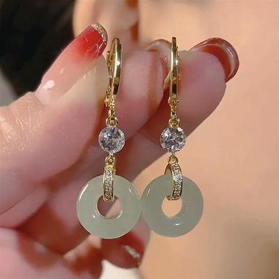 Pendientes de Moda con Hebilla Estilo Chino Retro para Mujer Pendientes Largos Estilo Palacio Temperamento Joyería de Regalo