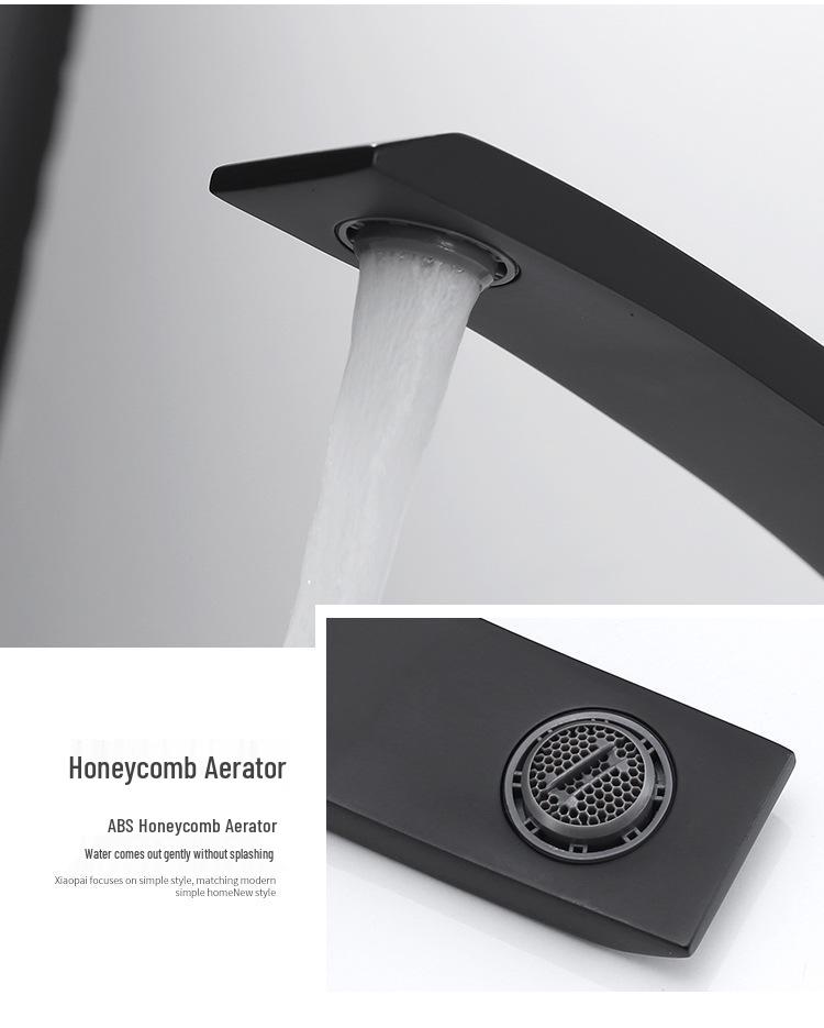 Robinet de lavabo de salle de bain en laiton canon de fusil avec robinet chaud et froid pour lavabos et plans de travail.