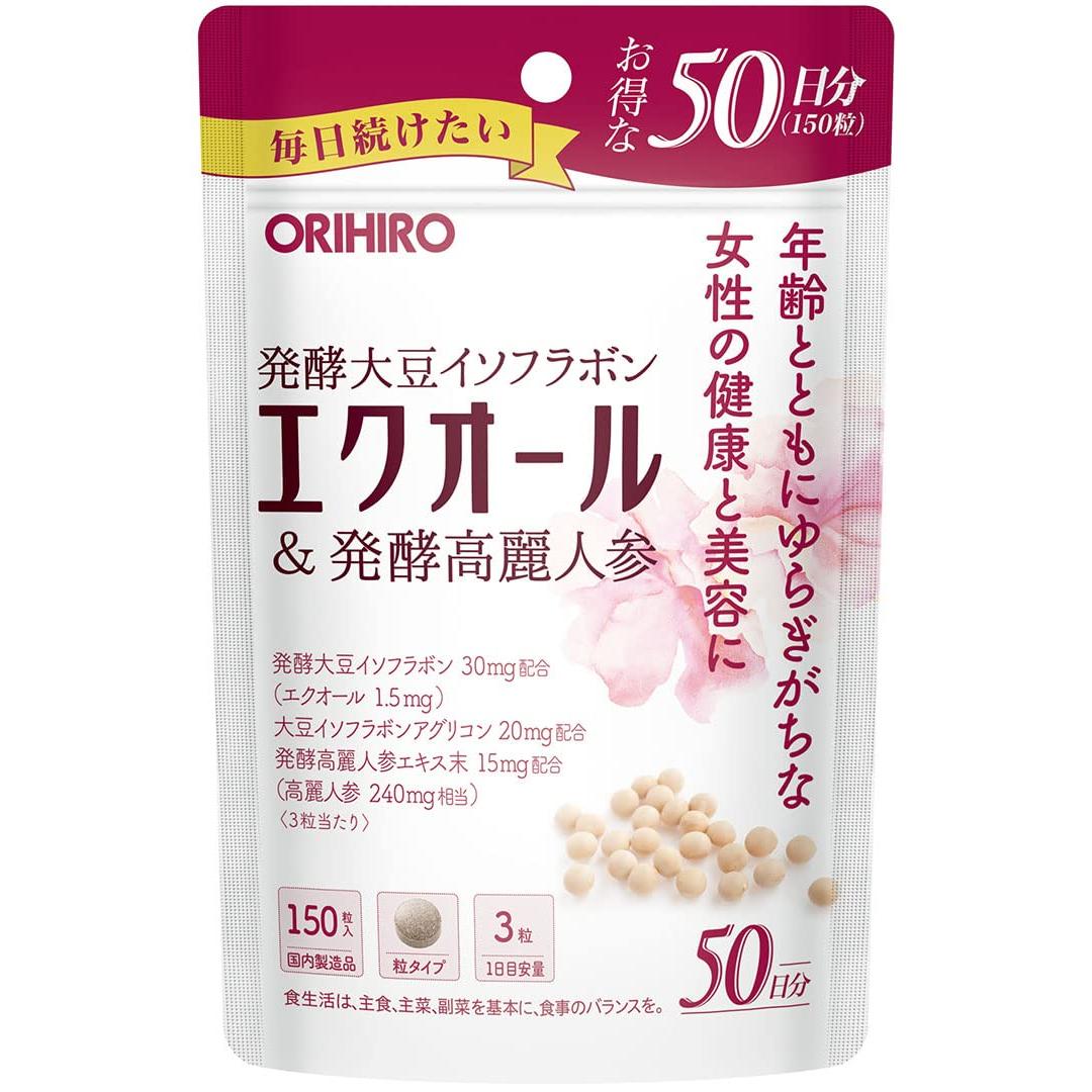 

Orihiro Еквол та Ферментований Корейський Женьшень | Еквол, Аглікон Ізофлавону Сої, Женьшень 150Tablets (50Days)