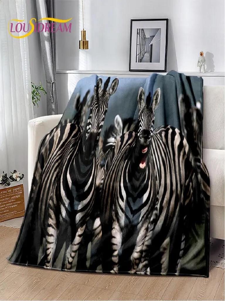 Měkká plyšová deka s motivem divoké zebřičky do obývacího pokoje, ložnice, postele, pohovky, piknikového potahu, ideální pro děti a dospělé.