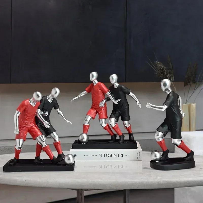 30cm Gold/Silver Football Player Action Figures Resin Statue Crafts Model Home Room Table Decoration Ornaments Collection Gift