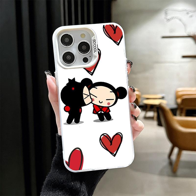 Cartoon Cute Pucca Garu Soft Phone Case for iPhone 15 16 17 Pro Max 17Air 16E 14 Plus 13 12 Mini Shockproof Cover Back Shell