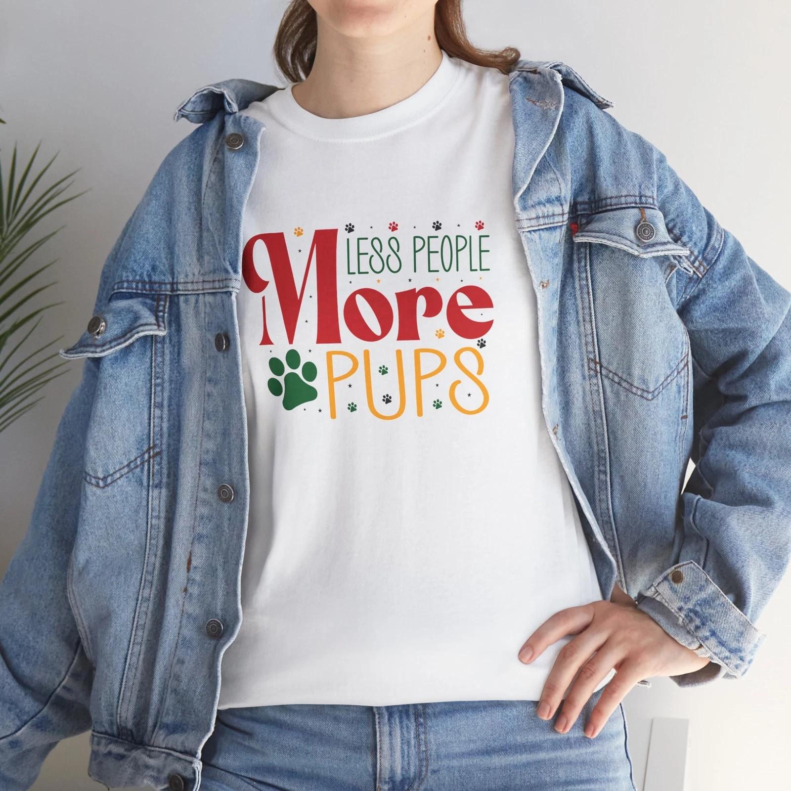 

Less People More Dogs T-Shirt – Cute Puppy Paw Print Tee for Pet Owners 4XL