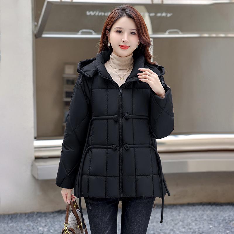 2024 Winter Women's Chinese Style Hooded Coat - Tassel, Fashionable, Loose-Fit, Slimming Down Cotton Outerwear
