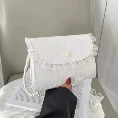 1 Pcs New One Shoulder Small Bags for Women Gentle Style Temperament Small Bag New Fashion Women's Summer Net Red Pearl Chain